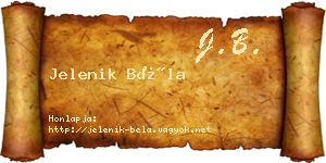 Jelenik Béla névjegykártya